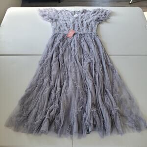 Ivy City Dress Womens XL Lavender Tulle Embroidered Sequin Maxi Gown Floral Mesh